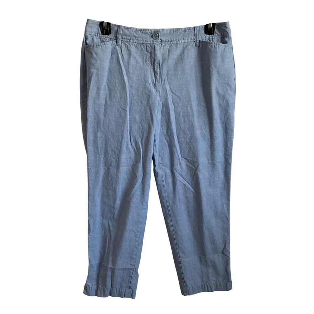 Talbots Perfect Crop Blue Chambray Cotton Pants - Size 12